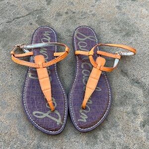 Sam Edelman Orange Gigi Leather T-strap Thong Sandal Women's Size 7.5